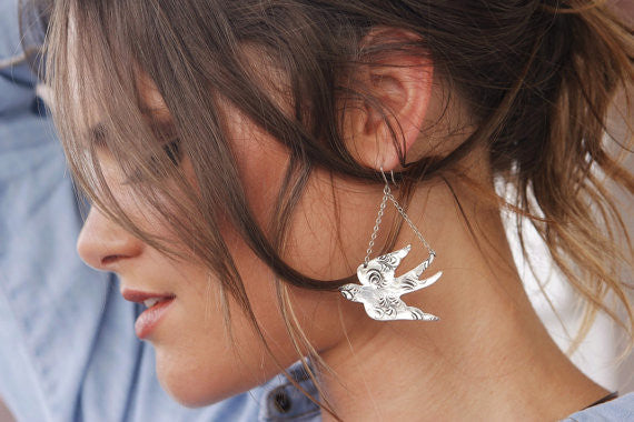 Swallow Bird Chandalier Earrings - HappyGoLicky Jewelry