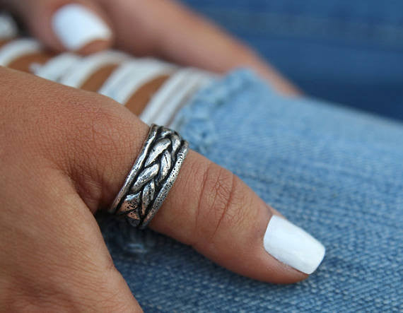 Boho Sterling Silver Thumb Ring - HappyGoLicky Jewelry