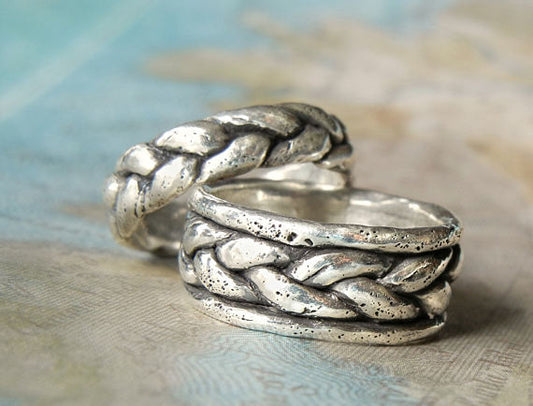 Braided Band Wedding Rings - HappyGoLicky Jewelry