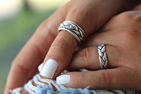 Braided Band Wedding Rings - HappyGoLicky Jewelry