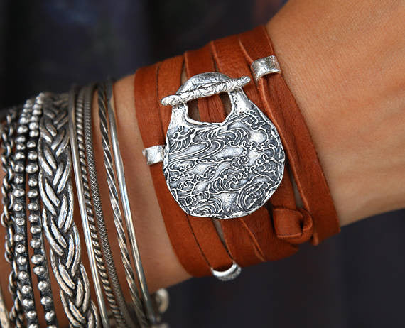 Boho Jewelry Leather Wrap Bracelet - HappyGoLicky Jewelry