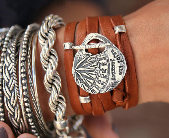 Boho Jewelry Leather Wrap Bracelet - HappyGoLicky Jewelry