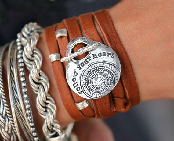 Bohemian Leather Wrap Bracelet - HappyGoLicky Jewelry