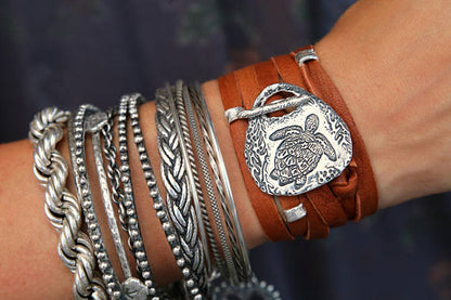 Nautical Jewelry Leather Wrap Bracelet - HappyGoLicky Jewelry