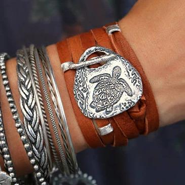 Boho Jewelry Leather Wrap Bracelet - HappyGoLicky Jewelry