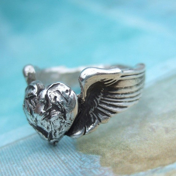 Winged Heart Ring - HappyGoLicky Jewelry