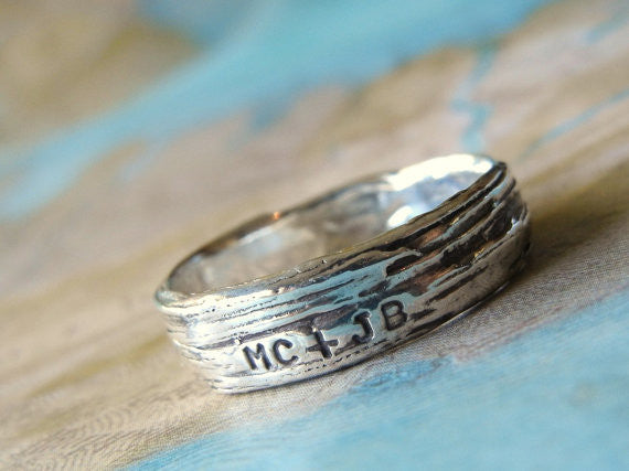 Silver Bark Ring - HappyGoLicky Jewelry