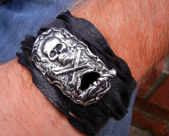 Men's Skull Belt Buckle Bracelet - HappyGoLicky Jewelry