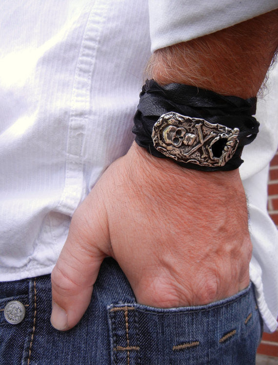 Men's Skull Belt Buckle Bracelet - HappyGoLicky Jewelry