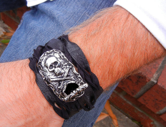 Men's Skull Belt Buckle Bracelet - HappyGoLicky Jewelry