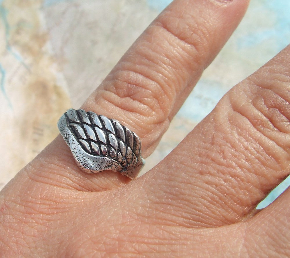 Sterling Silver Angel Wing Ring - HappyGoLicky Jewelry