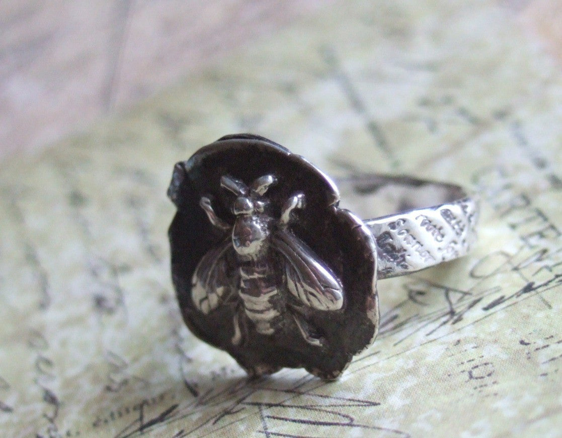 Honey Bee Sterling Silver Ring - HappyGoLicky Jewelry
