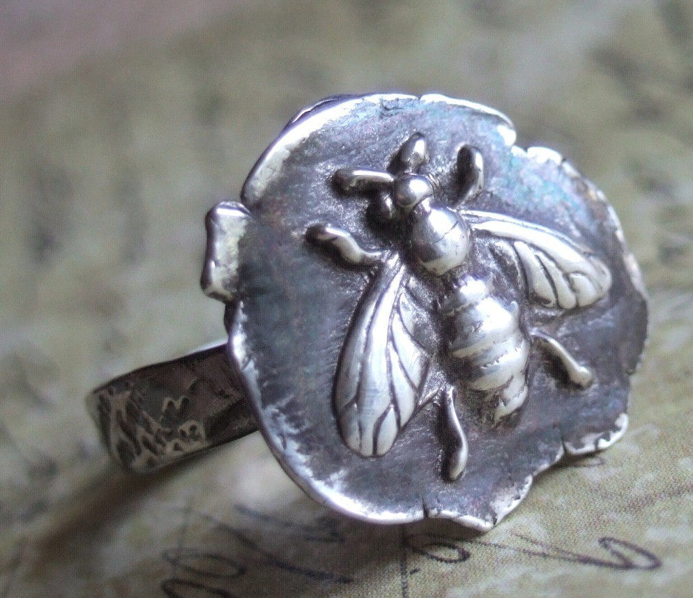 Honey Bee Sterling Silver Ring - HappyGoLicky Jewelry