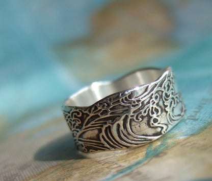 Nautical Ocean Waves Ring - HappyGoLicky Jewelry