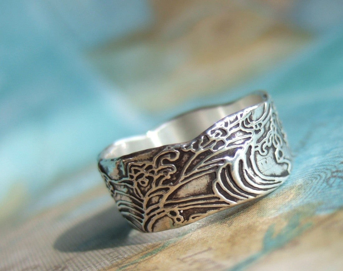 Nautical Ocean Waves Ring - HappyGoLicky Jewelry