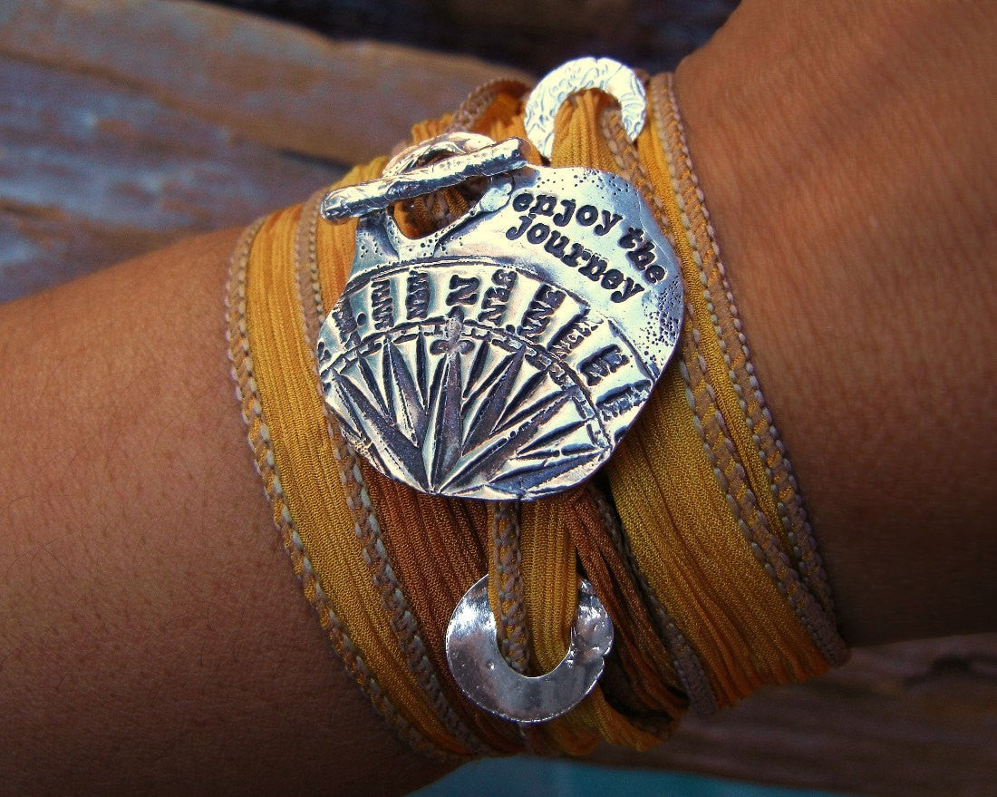 Enjoy the Journey Inspirational Silk Wrap Bracelet - HappyGoLicky Jewelry
