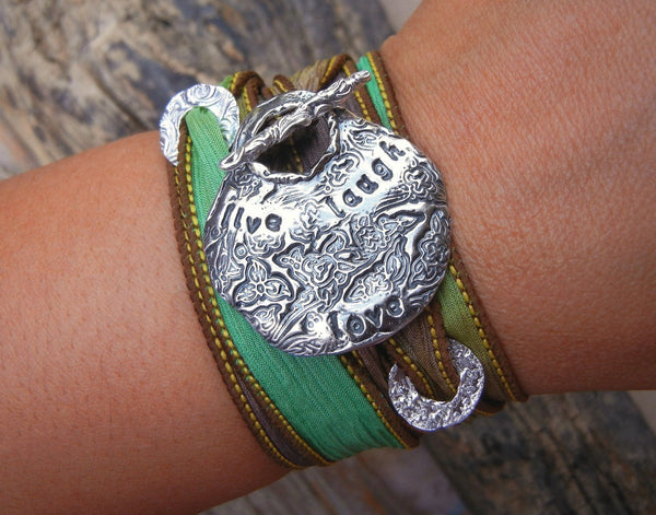 Live Laugh Love Silk Wrap Bracelet - HappyGoLicky Jewelry
