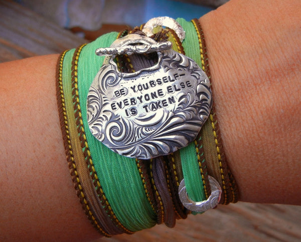 Personalized Silk Wrap Bracelet - HappyGoLicky Jewelry
