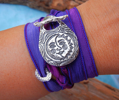 Sun/Moon Silk Wrap Bracelet Jewelry - HappyGoLicky Jewelry