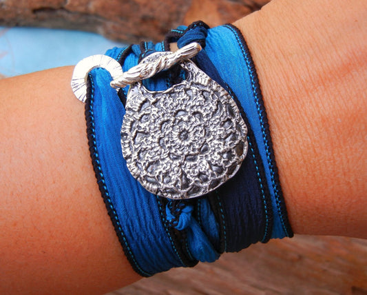 Boho Crochet Silk Wrap Bracelet - HappyGoLicky Jewelry