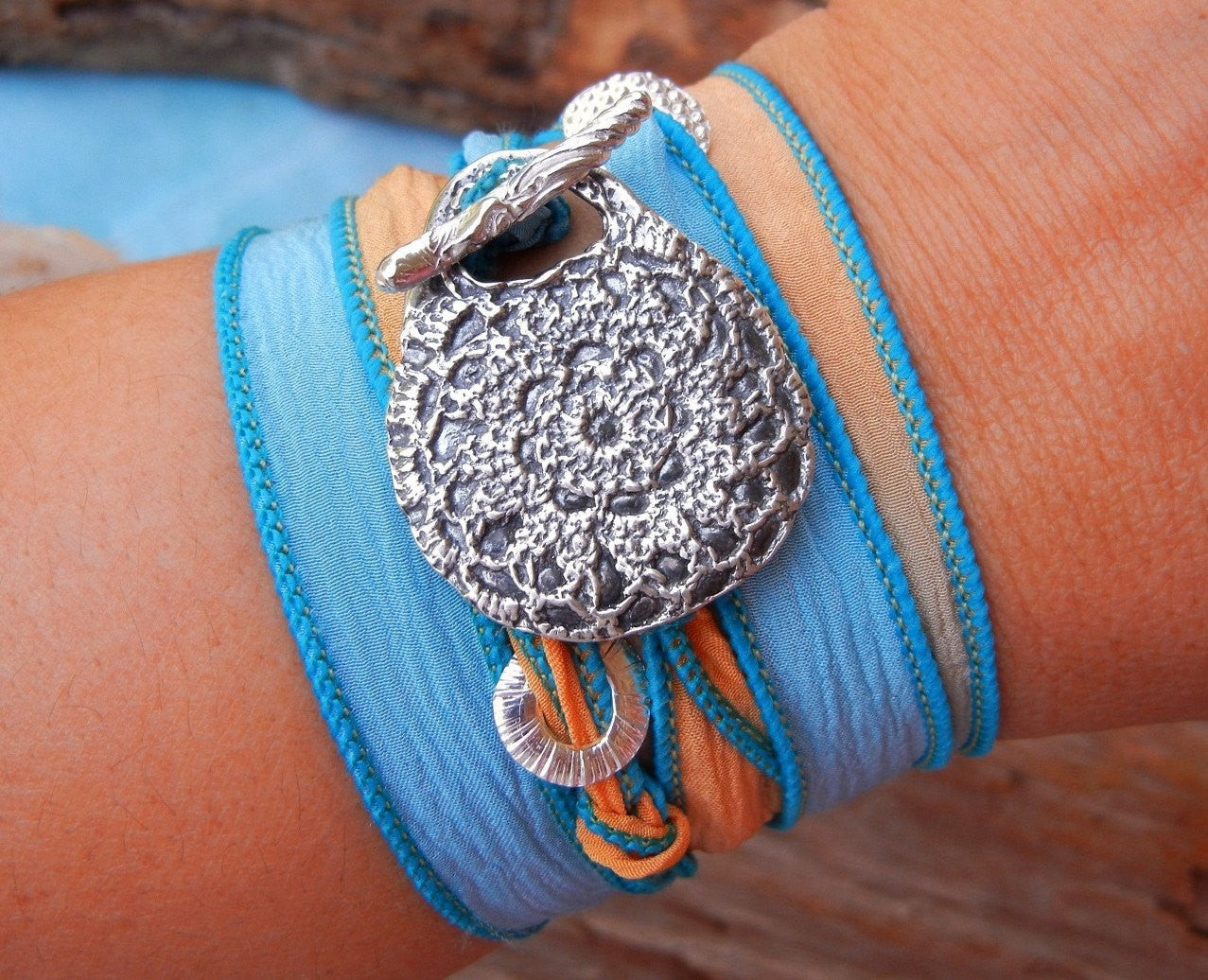 Boho Crochet Silk Wrap Bracelet - HappyGoLicky Jewelry