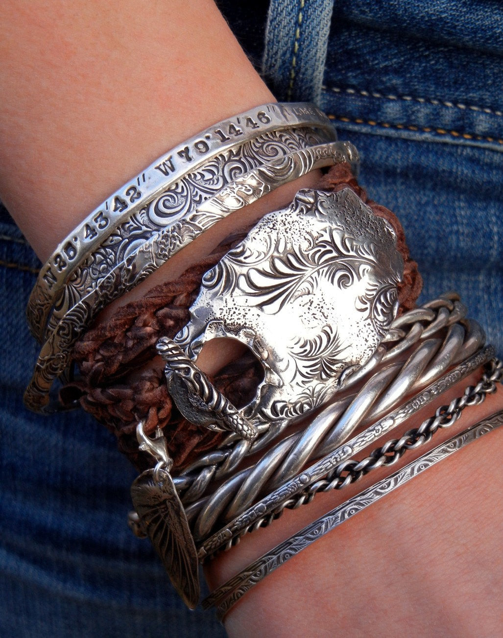Floral Boho Leather Wrap Bracelet - HappyGoLicky Jewelry