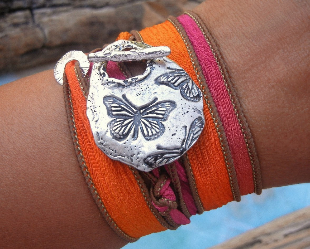 Butterfly Silk Wrap Bracelet - HappyGoLicky Jewelry