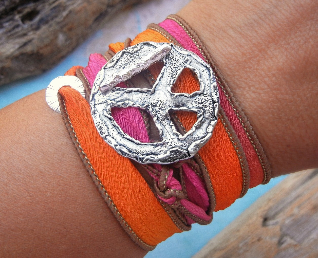 Peace Sign Wrap Bracelet - HappyGoLicky Jewelry