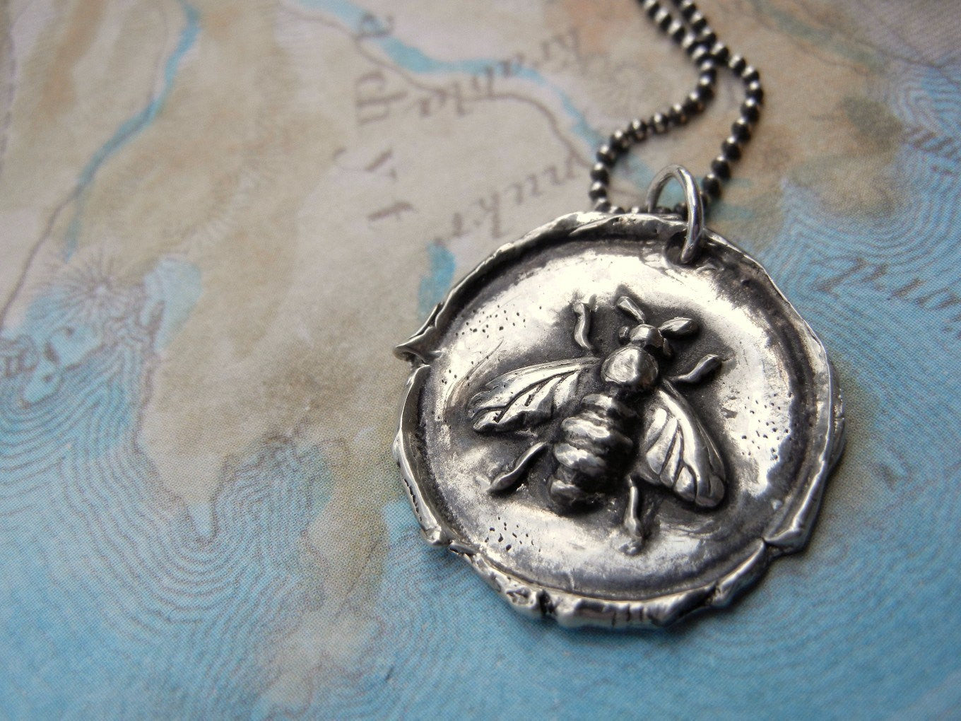 Honey Bee Wax Seal Necklace - HappyGoLicky Jewelry