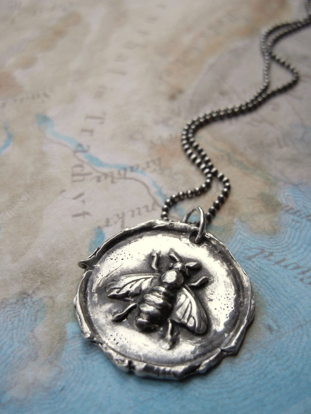 Honey Bee Wax Seal Necklace - HappyGoLicky Jewelry