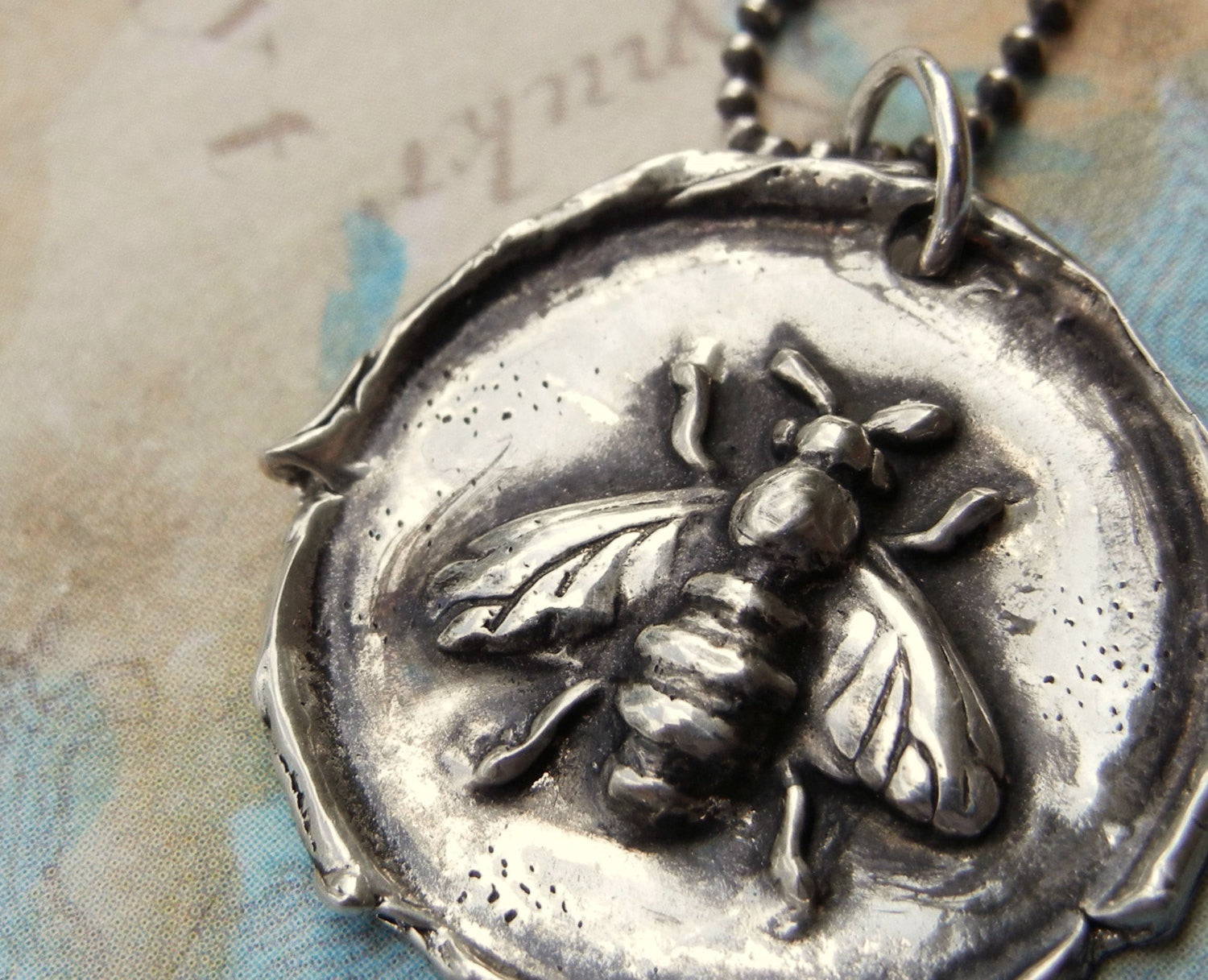 Honey Bee Wax Seal Necklace - HappyGoLicky Jewelry