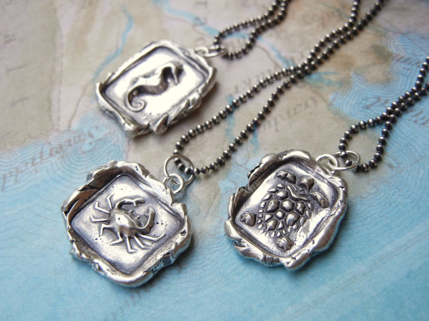 Crab Wax Seal Necklace - HappyGoLicky Jewelry