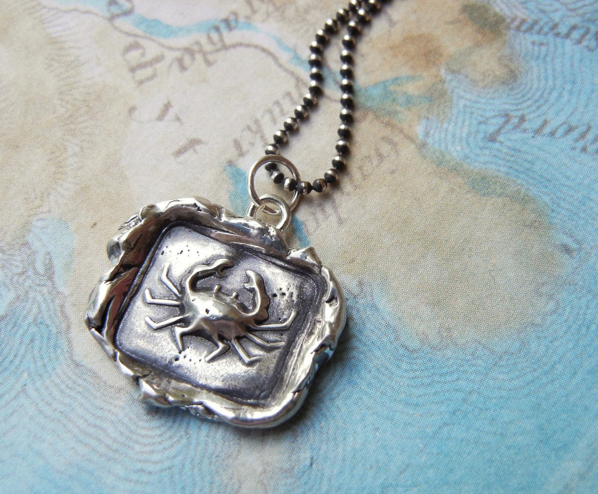 Crab Wax Seal Necklace - HappyGoLicky Jewelry