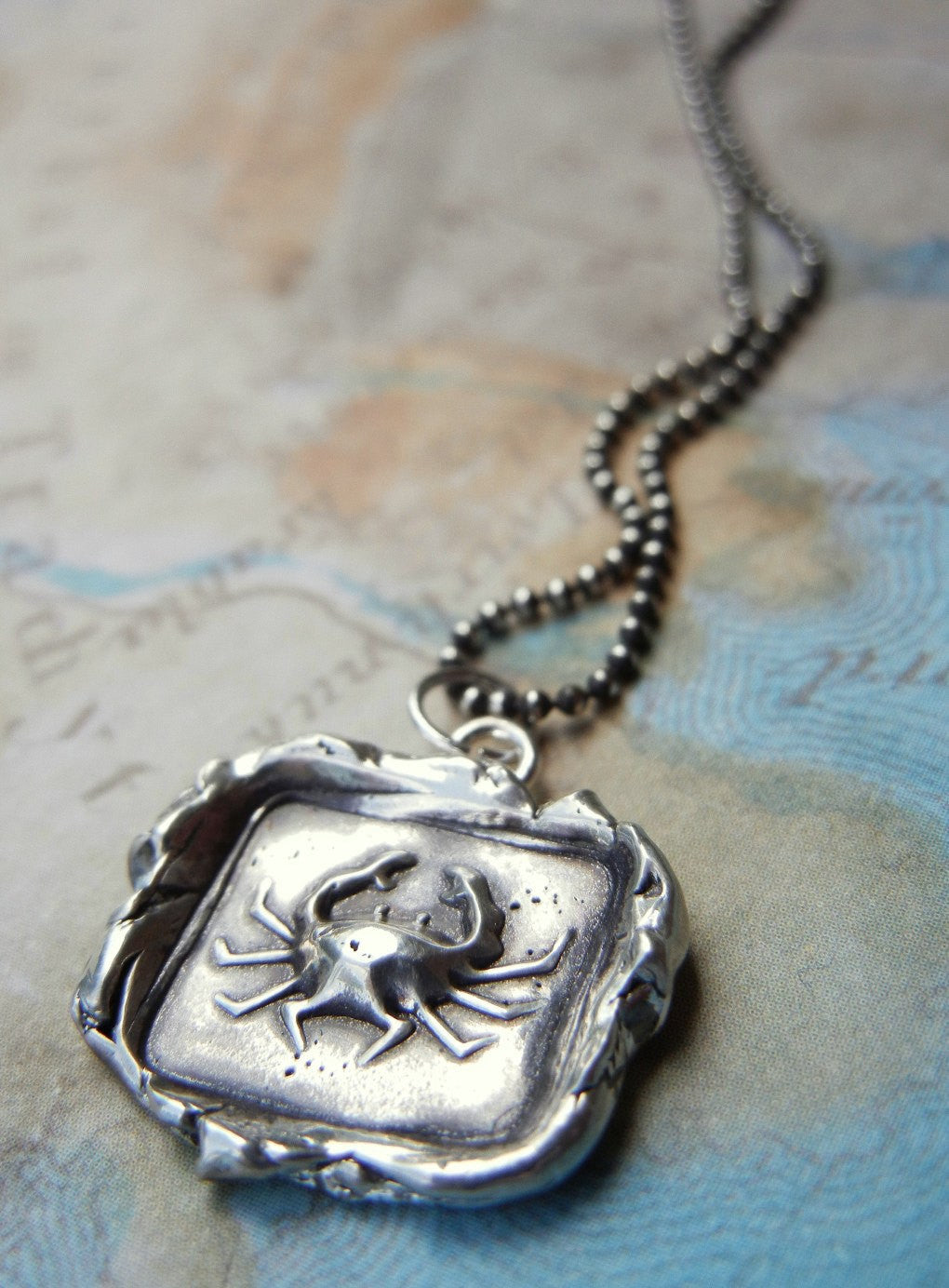 Crab Wax Seal Necklace - HappyGoLicky Jewelry