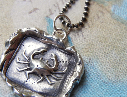 Crab Wax Seal Necklace - HappyGoLicky Jewelry