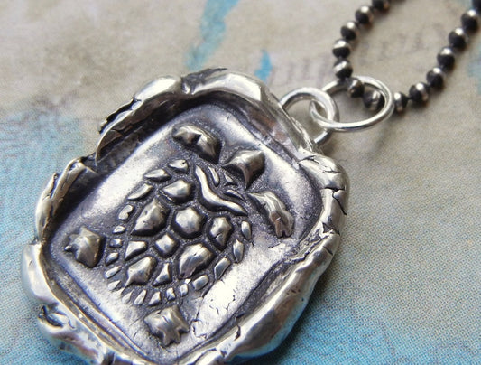 Sea Turtle Wax Seal Necklace - HappyGoLicky Jewelry