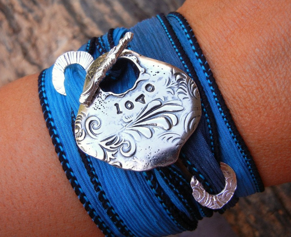 LOVE Sterling Silver Wrap Bracelet - HappyGoLicky Jewelry