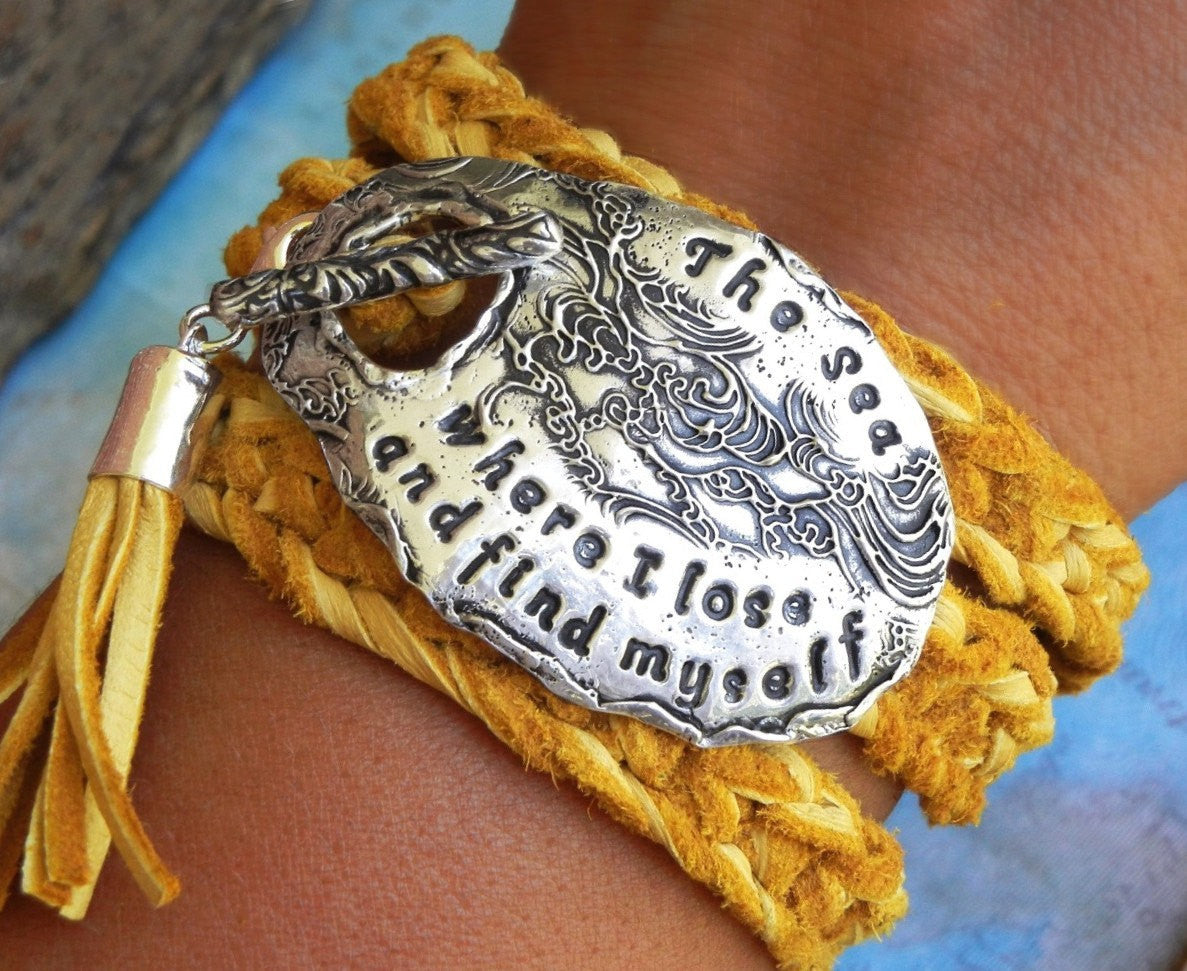 Custom Quote Leather Wrap Bracelet - HappyGoLicky Jewelry