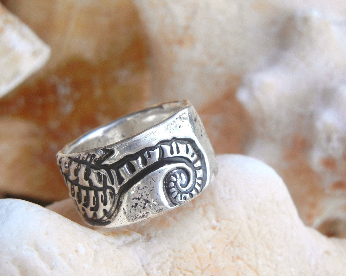 Seahorse Silver Beach Ring - HappyGoLicky Jewelry