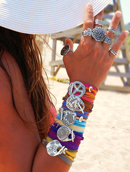 Peacock Fly Silk Wrap Bracelet - HappyGoLicky Jewelry