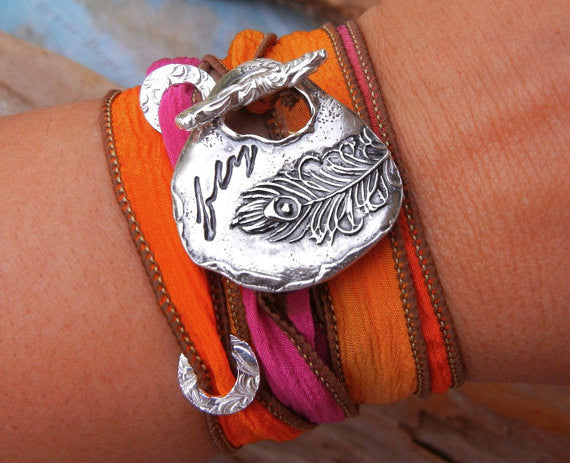 Bohemian Silk Wrap Bracelet - HappyGoLicky Jewelry