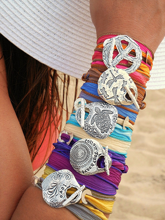 Sea Turtle Silk Wrap Bracelet - HappyGoLicky Jewelry