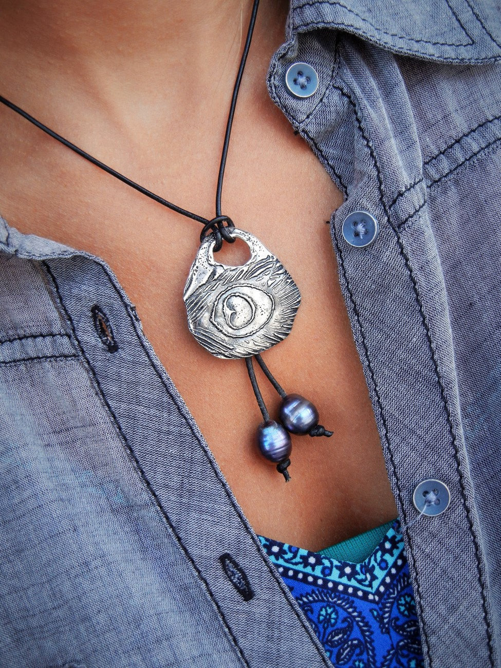 Peacock Feather Leather Necklace - HappyGoLicky Jewelry