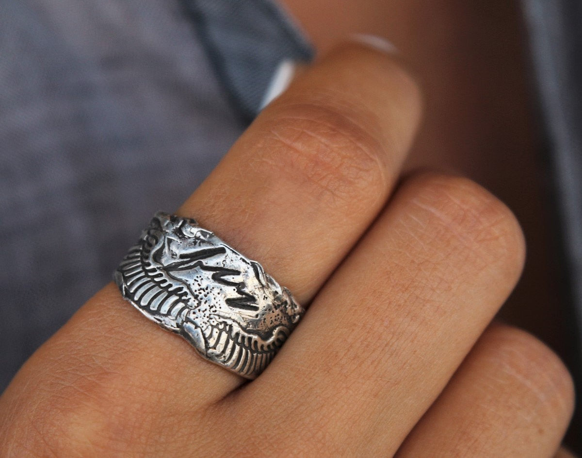 Sterling Silver Bohemian Ring with Angel Wings - HappyGoLicky Jewelry