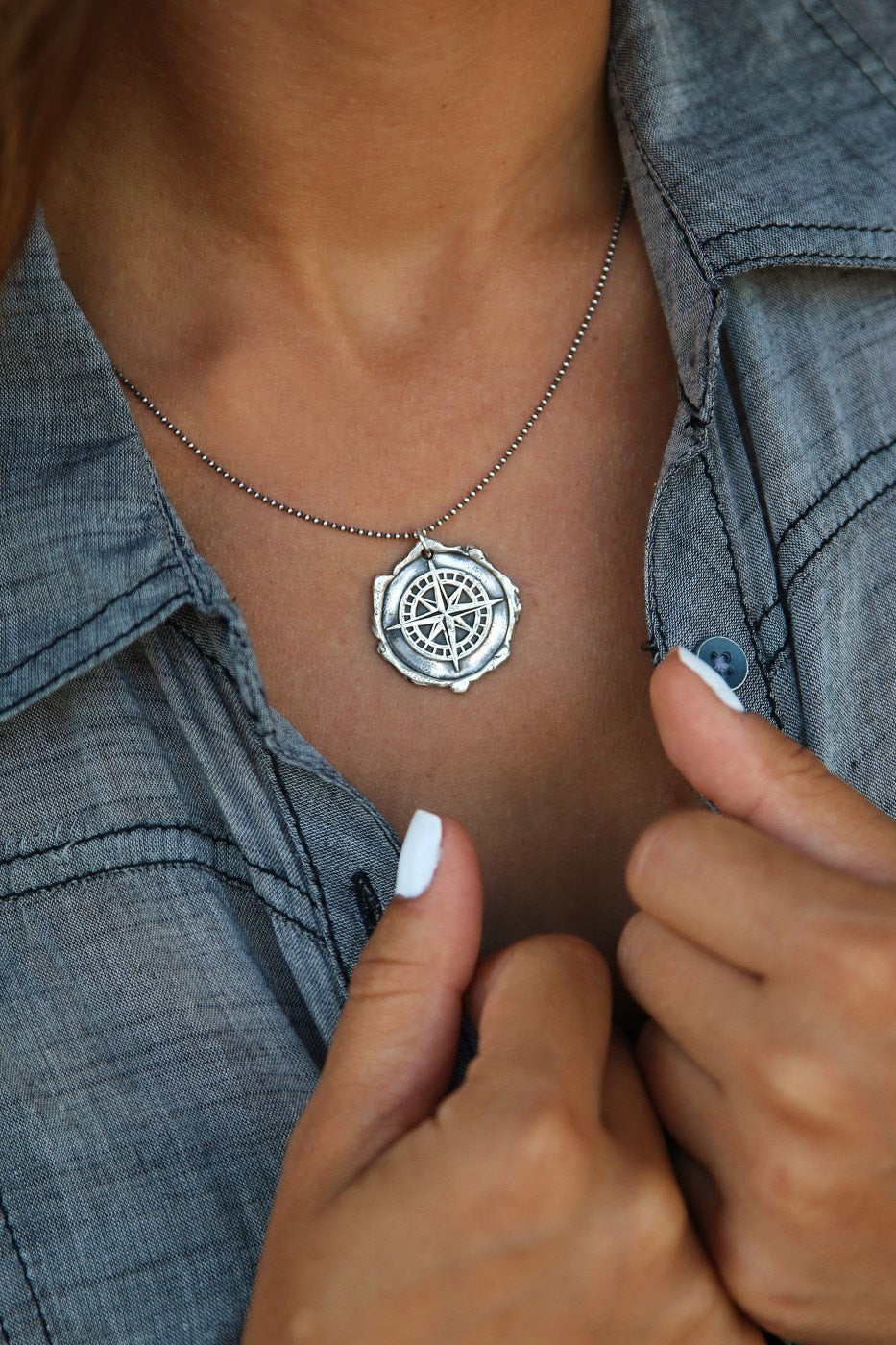 Wax Seal Compass Necklace - HappyGoLicky Jewelry