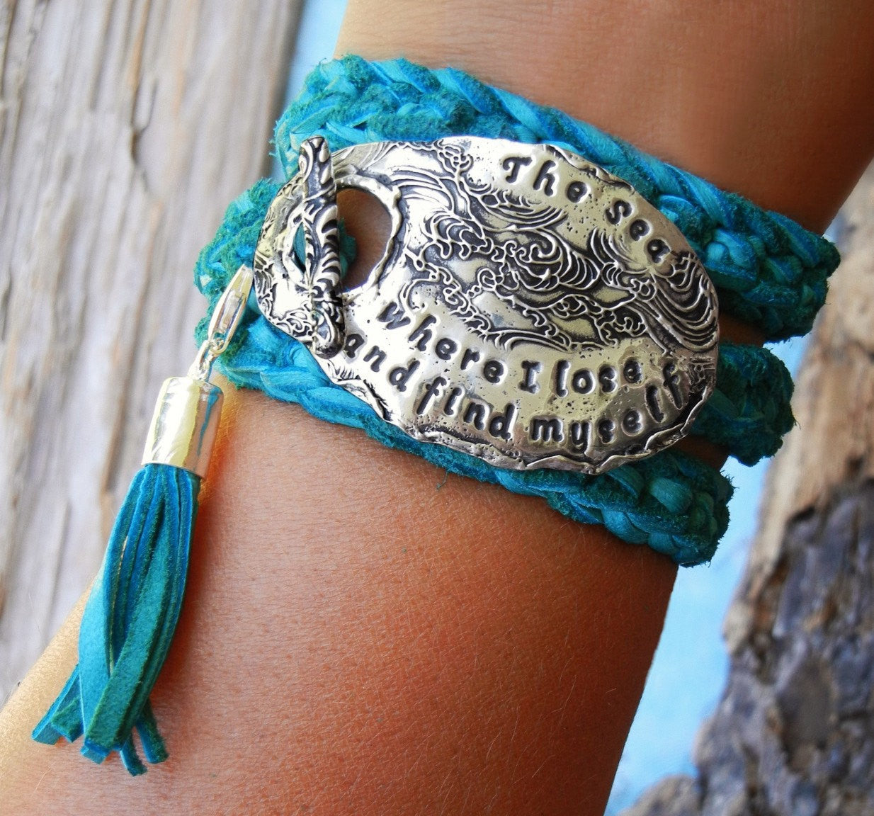 Custom Quote Leather Wrap Bracelet - HappyGoLicky Jewelry