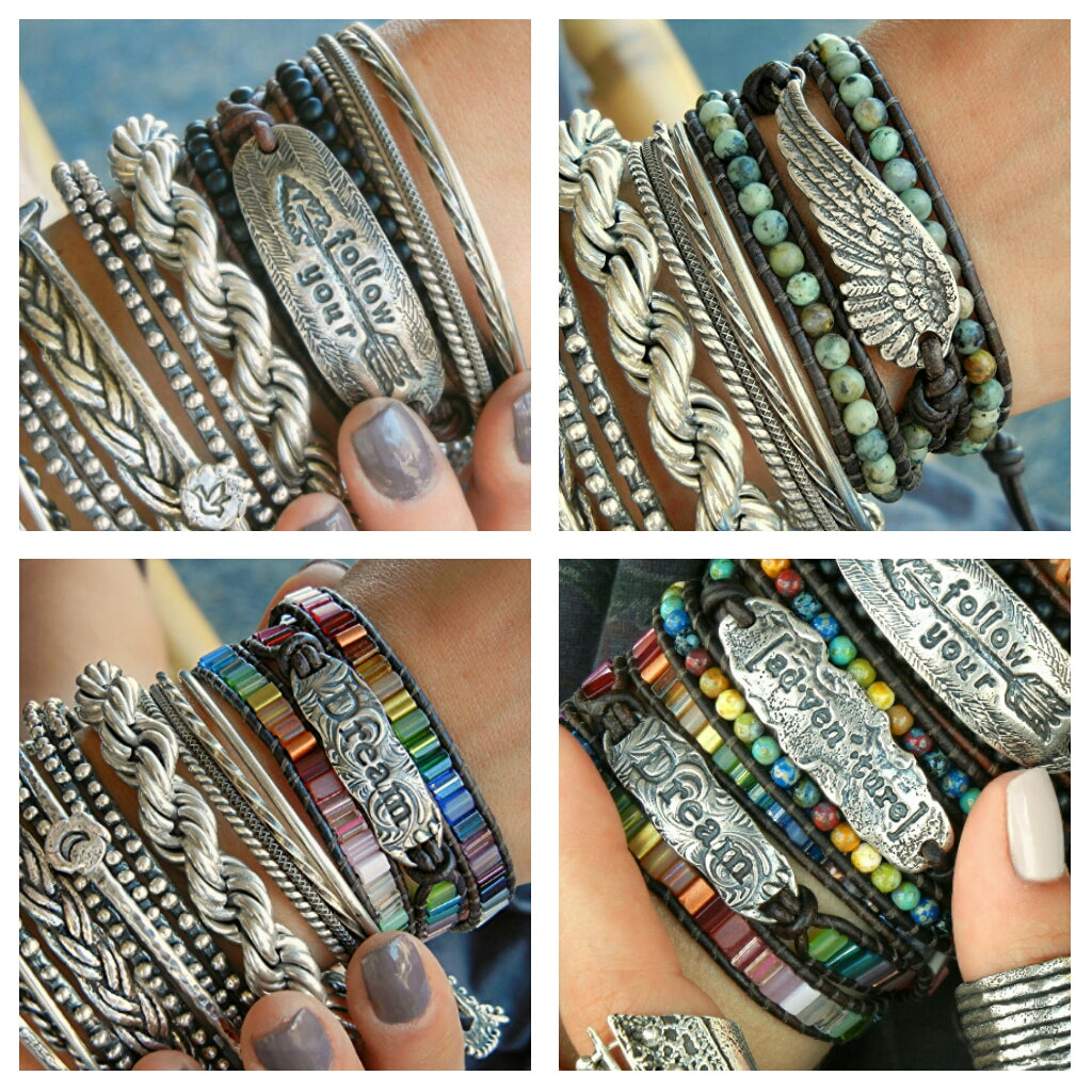 Bohemian Fashion Leather Wrap Bracelet - HappyGoLicky Jewelry