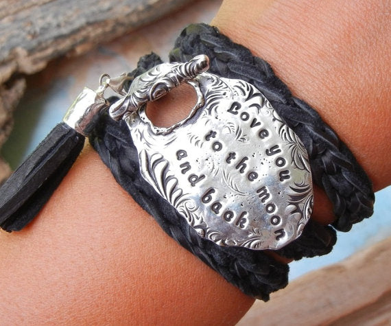 Personalized Leather Wrap Bracelet - HappyGoLicky Jewelry