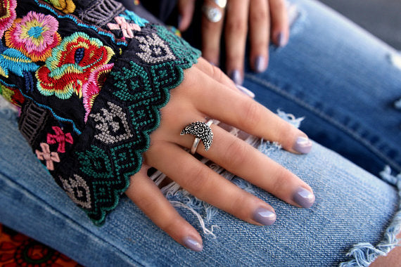 Sterling Silver Moon Ring - HappyGoLicky Jewelry