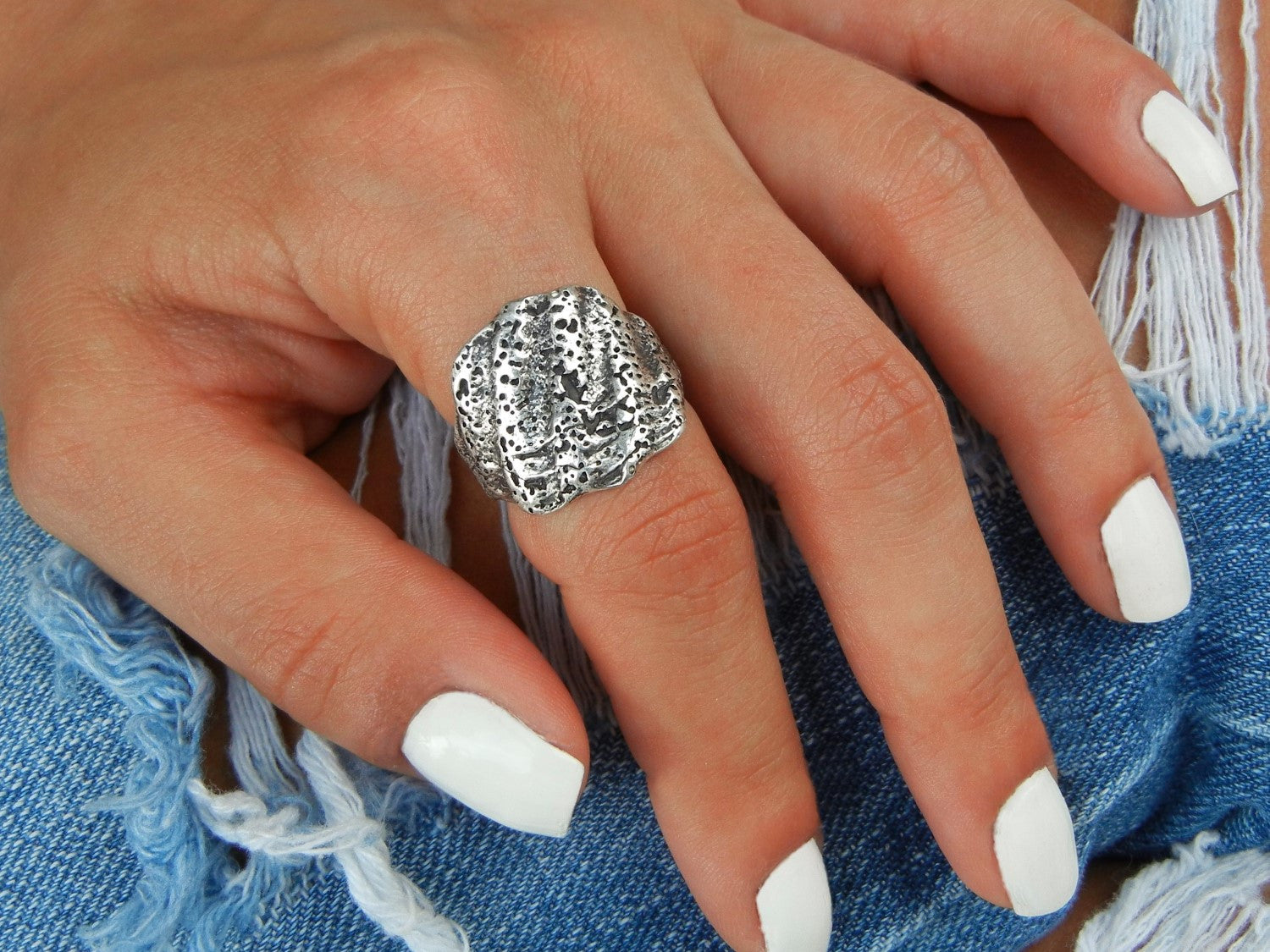 Scallop Shell Sterling Silver Ring - HappyGoLicky Jewelry